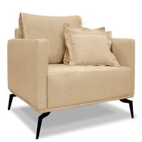 Poltrona Para Sala de Estar Sirius Linho Dourado Pés Metálicos - Pallazio