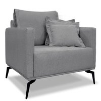 Poltrona Para Sala de Estar Sirius Linho Grafite Pés Metálicos - Pallazio