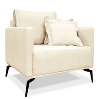 Poltrona Para Sala de Estar Sirius Linho Bege Pés Metálicos - Pallazio