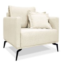 Poltrona Para Sala de Estar Sirius Linho Natural Pés Metálicos - Pallazio