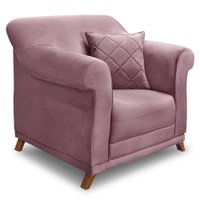 Poltrona Para Sala de Estar Vênus Veludo Uva Pés Castanho - Pallazio