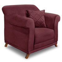 Poltrona Para Sala de Estar Vênus Veludo Vinho Pés Castanho - Pallazio