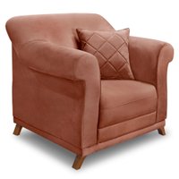 Poltrona Para Sala de Estar Vênus Veludo Cobre Pés Castanho - Pallazio
