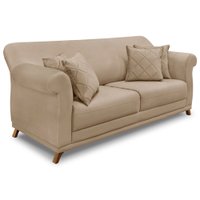 Sofá Living 2 Lugares 1,60m Vênus Suede Bege Pés Castanho - Pallazio