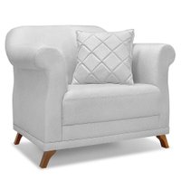 Poltrona Para Sala de Estar Vênus Linho Cinza Pés Castanho - Pallazio