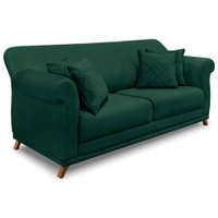 Sofá Living 2 Lugares 1,60m Vênus Veludo Verde Floresta Pés Castanho - Pallazio