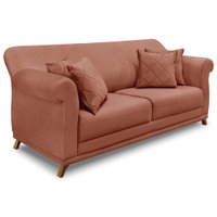 Sofá Living 2 Lugares 1,60m Vênus Veludo Cobre Pés Castanho - Pallazio