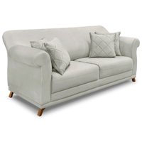 Sofá Living 2 Lugares 1,60m Vênus Veludo Cinza Prata Pés Castanho - Pallazio