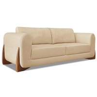 Sofá Living 2 Lugares 1,60m Lottus Linho Dourado Pés Castanho - Pallazio