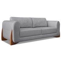 Sofá Living 2 Lugares 1,80m Lottus Linho Grafite Pés Castanho - Pallazio