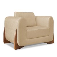 Poltrona Para Sala de Estar Lottus Linho Dourado Pés Castanho - Pallazio