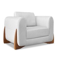 Poltrona Para Sala de Estar Lottus Linho Cinza Pés Castanho - Pallazio