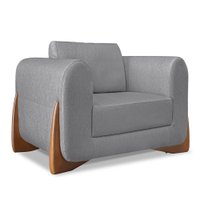 Poltrona Para Sala de Estar Lottus Linho Grafite Pés Castanho - Pallazio