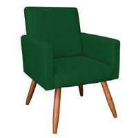 Poltrona Nina Suede Verde Pés Palito Castanho - Pallazio