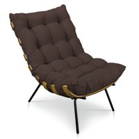 Poltrona Costela Suede Marrom Base Metálica - Pallazio