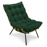 Poltrona Costela Suede Verde Base Metálica - Pallazio