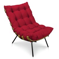 Poltrona Costela Suede Vermelho Base Metálica - Pallazio