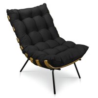 Poltrona Costela Suede Preto Base Metálica - Pallazio