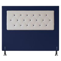 Cabeceira Queen 1,60m Havana Suede Azul com Corino Branco - Pallazio