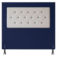 Cabeceira Casal 1,40m Havana Suede Azul com Corino Branco - Pallazio