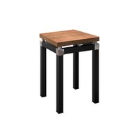 Mesa Lateral Estilo Industrial Artemis Tampo em Madeira Demolição Base Metálica Preto Fosco - Pallazio