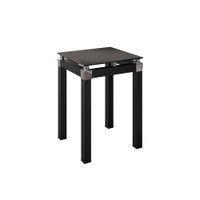 Mesa Lateral Estilo Industrial Artemis Tampo em Vidro Base Metálica Preto Fosco - Pallazio