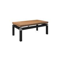 Mesa de Centro Estilo Industrial Artemis Tampo em Madeira Demolição Base Metálica Preto Fosco - Pallazio