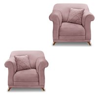 Kit 2 Poltronas Para Sala de Estar Vênus Veludo Lilás Pés Castanho - Pallazio