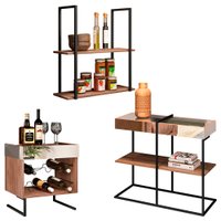 Kit Aparador Adega e Prateleira Multiuso 60 cm Industrial Ariel Demolição - Pallazio