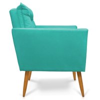 Kit 2 Poltronas e Namoradeira 2 Lugares Olivia Suede Azul Turquesa Pés Palito Castanho - Pallazio