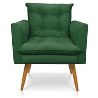 Kit Poltrona e Namoradeira 2 Lugares Olivia Suede Verde Pés Palito Castanho - Pallazio