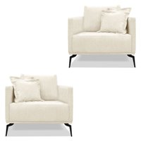 Kit 2 Poltronas Para Sala de Estar Sirius Linho Natural Pés Metálicos - Pallazio