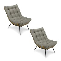 Kit 2 Poltronas Costela Veludo Capuccino Base Metálica - Pallazio