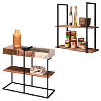 Kit Aparador e Prateleira Multiuso 60 cm Industrial Ariel Demolição - Pallazio