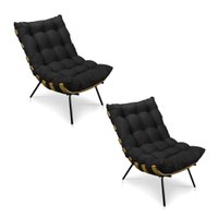 Kit 2 Poltronas Costela Veludo Preto Base Metálica - Pallazio