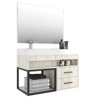 Gabinete Banheiro com Cuba e Espelheira 80cm Multimóveis CR10071 Carvalho