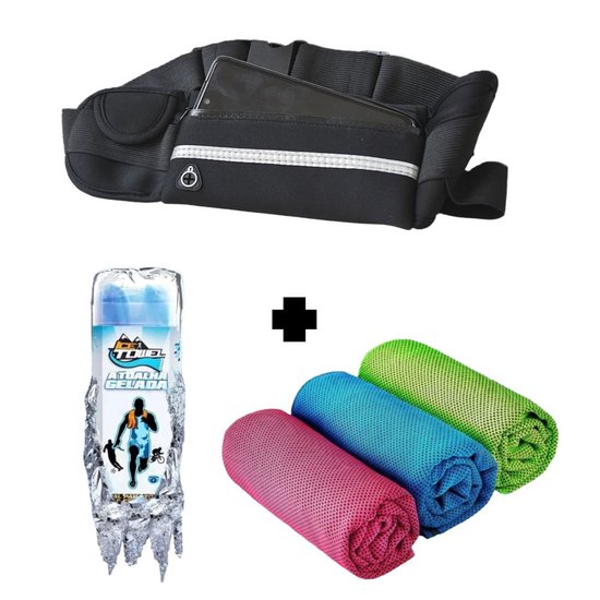 Kit pochete celular preto Mais ice towel azul ahead sports