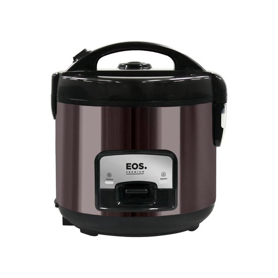 Panela Elétrica de Arroz EOS 5 Xícaras Titanium Preta com Tampa de Vidro Clear Glass EPA05PT 220V