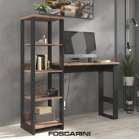 Escrivaninha Industrial com Torre M106 Preto/Solanum - Foscarini