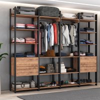 Closet Industrial 4 Gavetas com 2 Cabideiros M120 Preto/Solanum - Foscarini