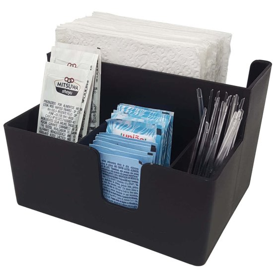 Kit 20 Porta Sachês Guardanapo Açúcar Organizadores Bancada Preto