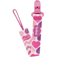 Prendedor de Chupeta com Cordinha para Bico de Bebê Buba Corações Rosa