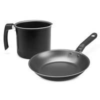 Conjunto de Fervedor e Frigideira Antiaderente Pro-Flon em Alumínio Brinox Ebony Preto