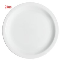 Conjunto de 24 Pratos Rasos de Porcelana Classe Única Iguaçu Germer 25cm Branco