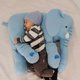 Almofada para Bebê Dormir 60cm Elefante de Pelúcia Gigante Brinquedo Buba Azul