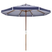 Ombrelone em Bagum com Haste de Madeira Guarda Sol 3m Praia Piscina Bel Fix Azul