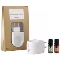 Kit Aromatizador Elétrico Porcelana E Essências Via Aroma Bamboo E Flor De Cerejeira