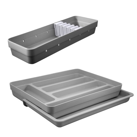 Organizador Porta Talheres Extensível e Organizador de Facas Cozinha Gaveta Chumbo OU