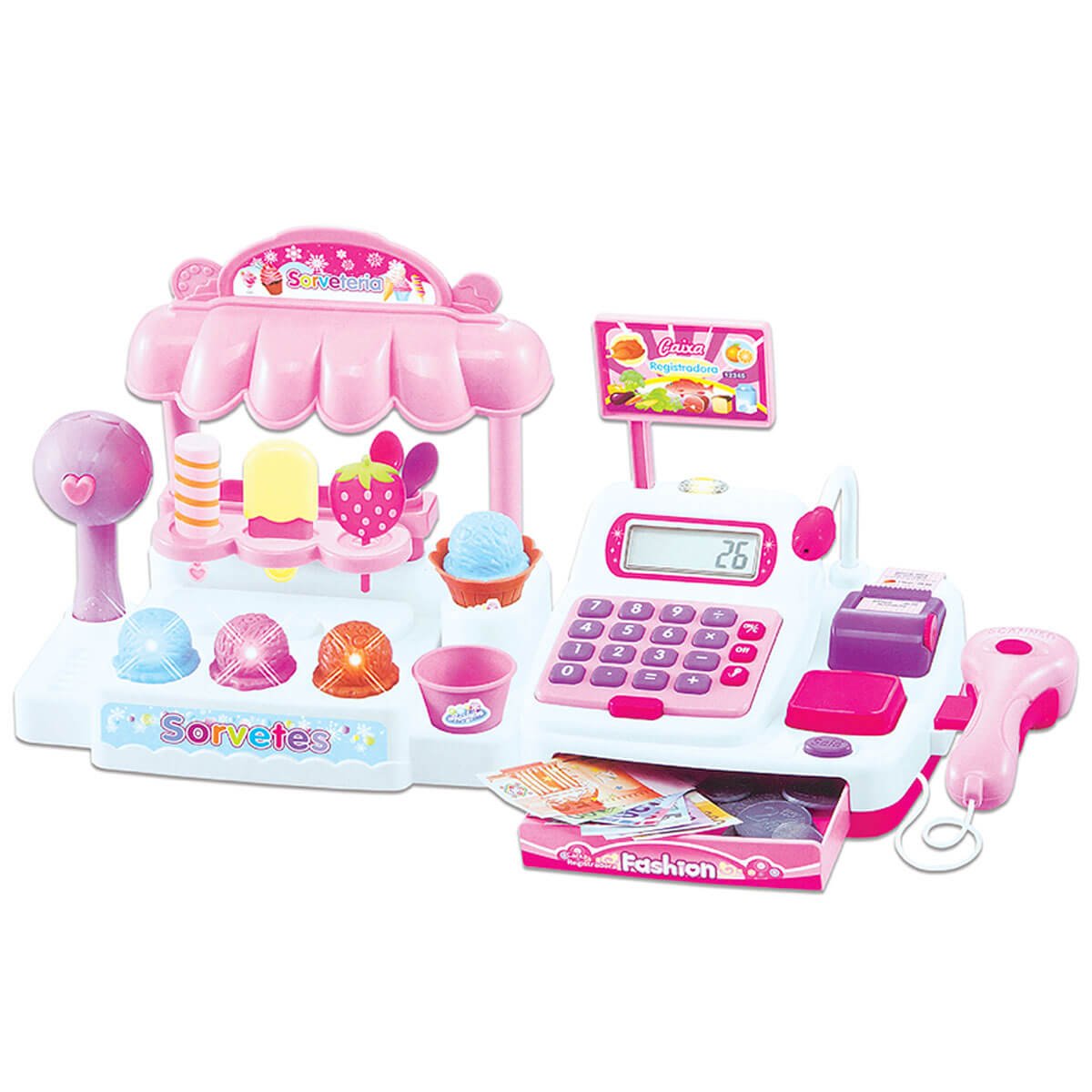 Brinquedo Caixa Registradora Sorveteria Infantil com Luzes Coloridas e ...