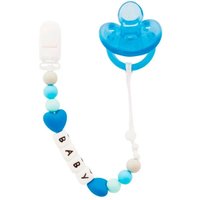 Prendedor de Chupeta em Silicone Macio Baby com Clipe Buba Coração Azul